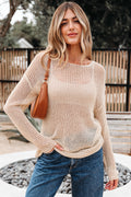Smoke Gray Crochet Hollow-out Jumper Top Sweater