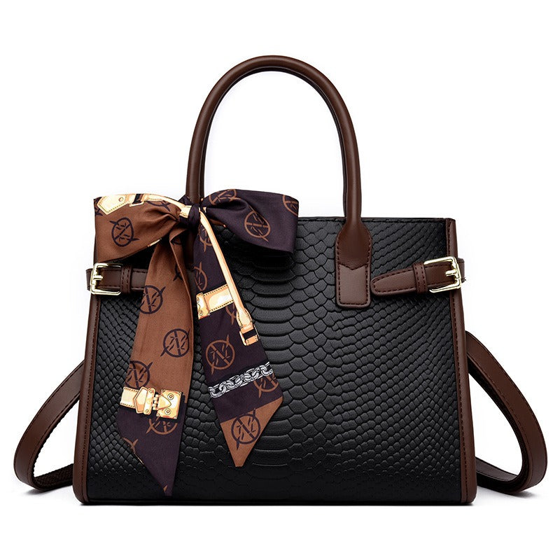Embossed Leather & Snakeskin Single Sling Bag