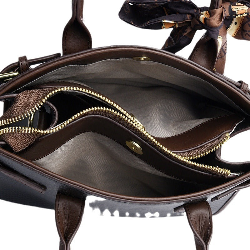 Embossed Leather & Snakeskin Single Sling Bag