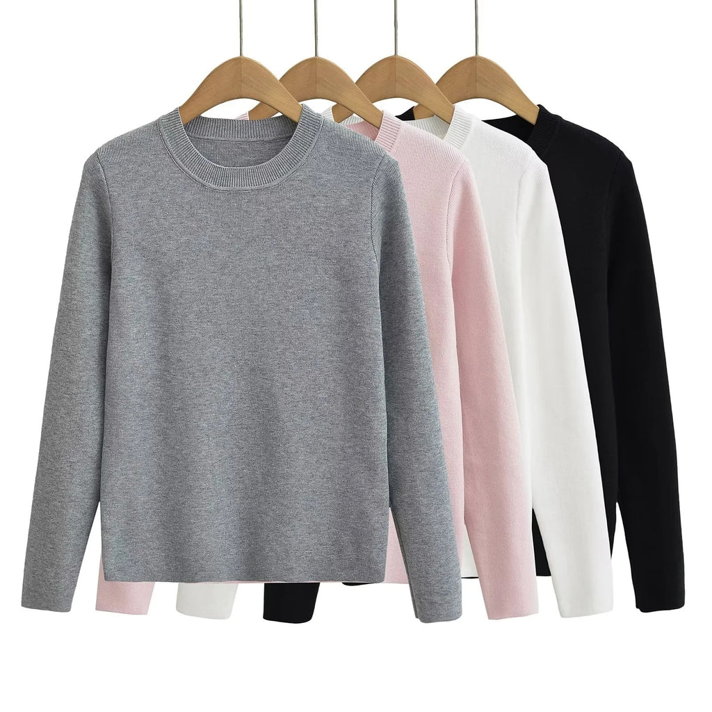 Solid Colour Pullover Sweater